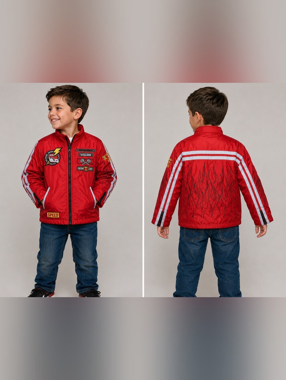 Disney Store Cars Lightning McQueen Red Racing Jacket Windbreaker Boys Size 7/8